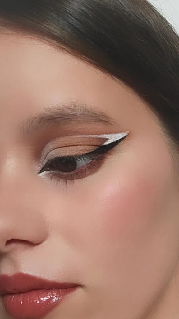 girl eye with white and brown makeup